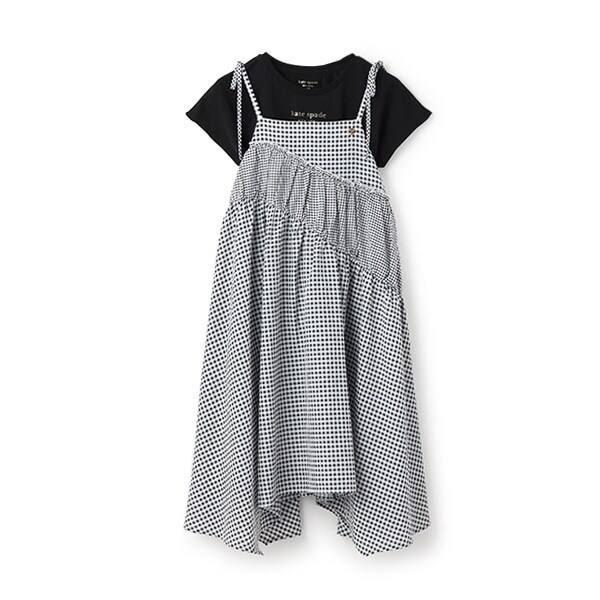 ガールズ ギンガムキャミワンピース&Tシャツセット