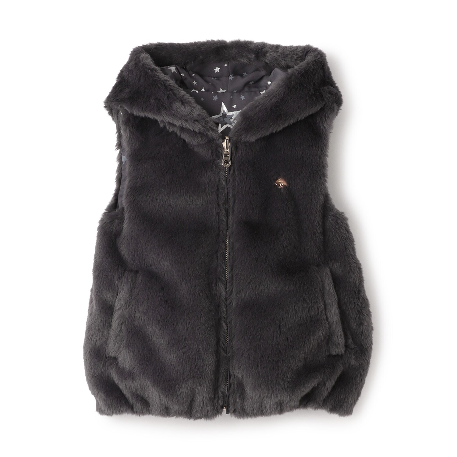 フェイクファーリバーシブルフードベスト