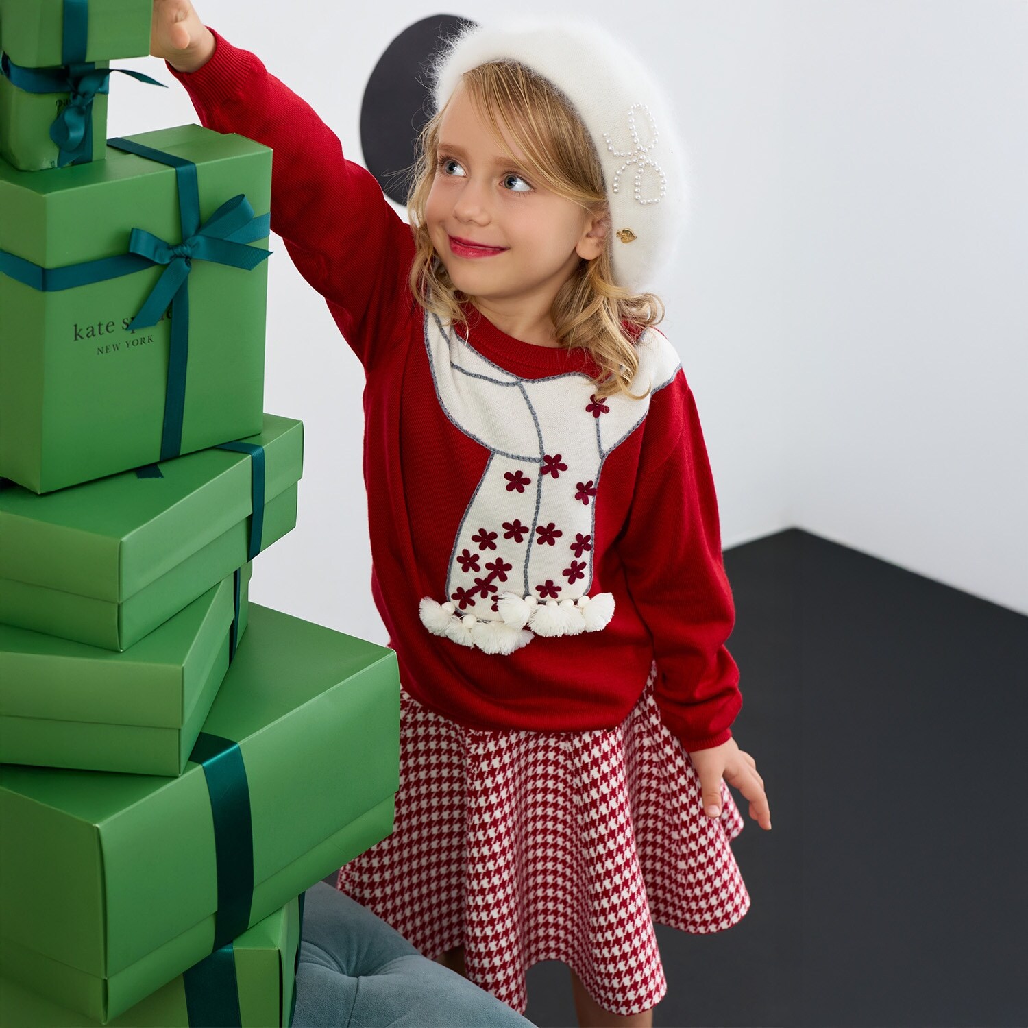 千鳥柄ニットスカート