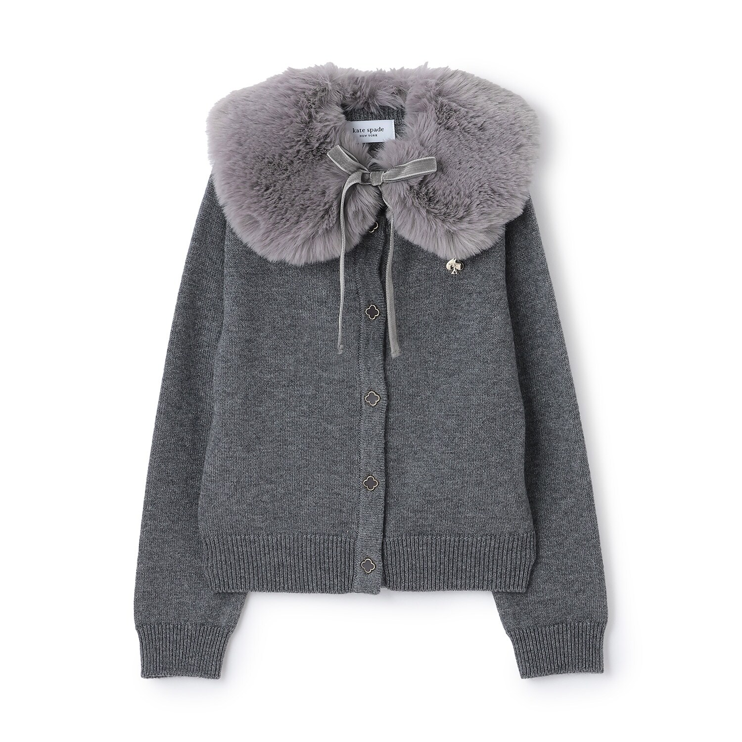 フェイクファーティペットつきカーディガン