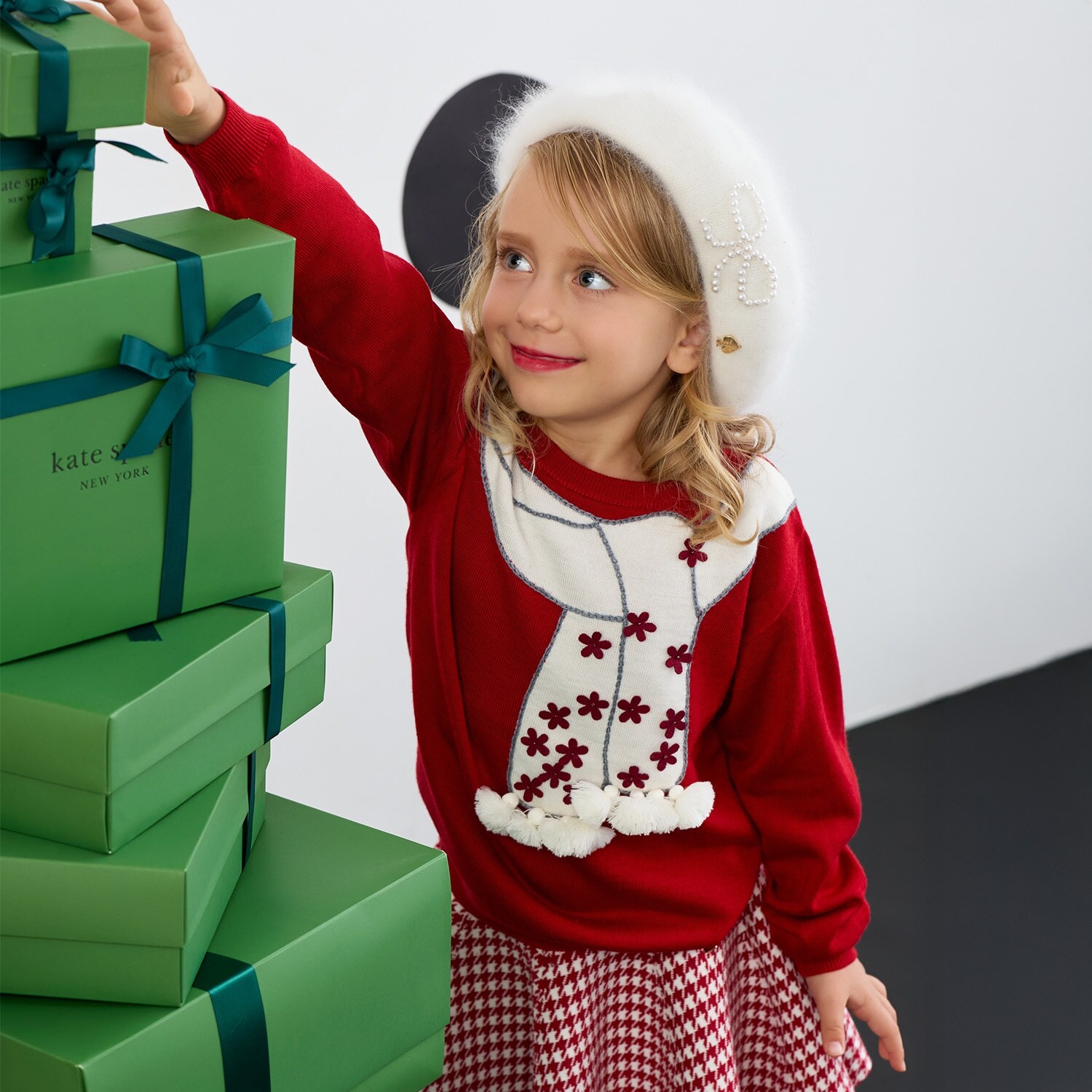 トロンプルイユフラワーマフラーセーター