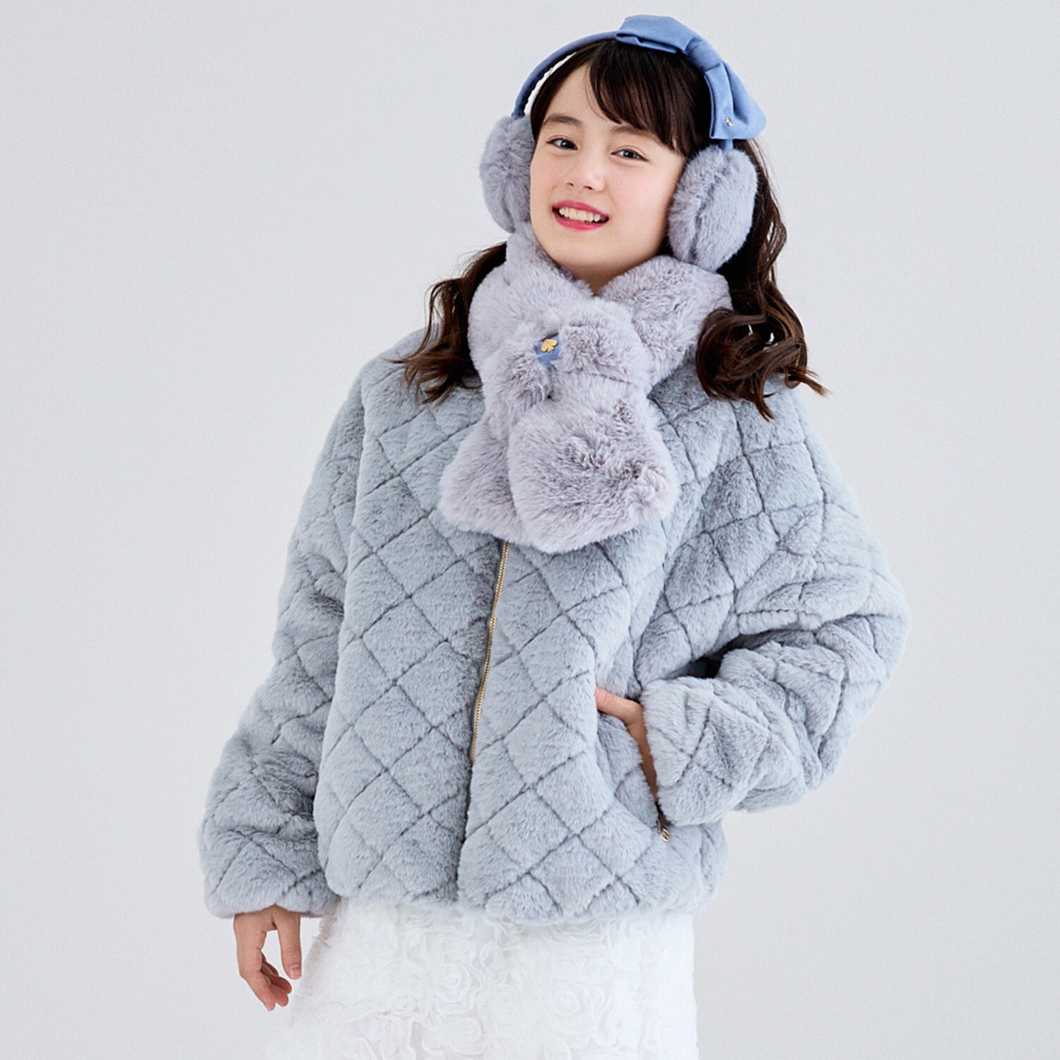 フェイクファーキルトブルゾン