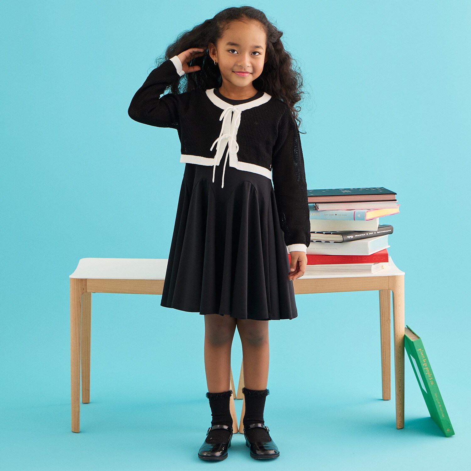 ボウニット＆カットワンピースセット