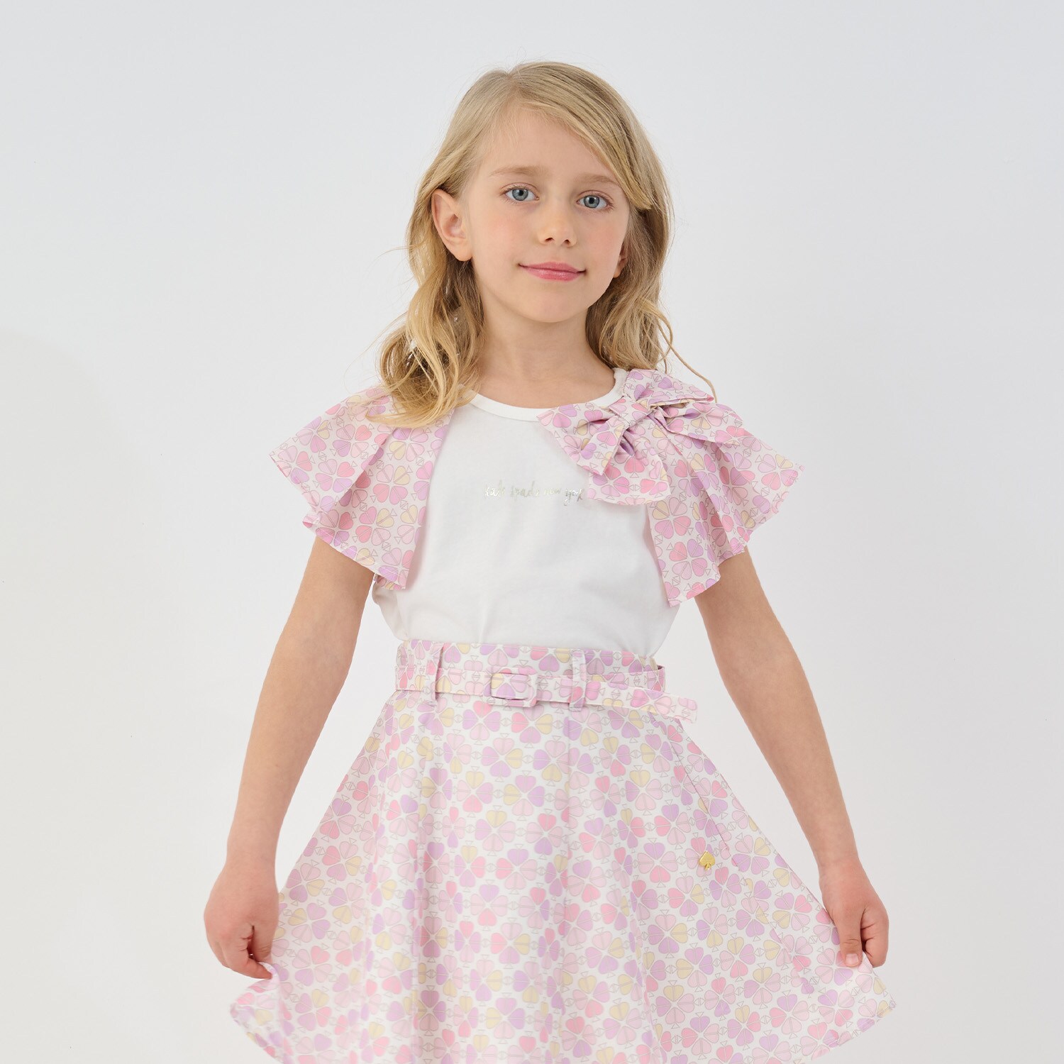 スペードフラワーラッフルスリーブTシャツ