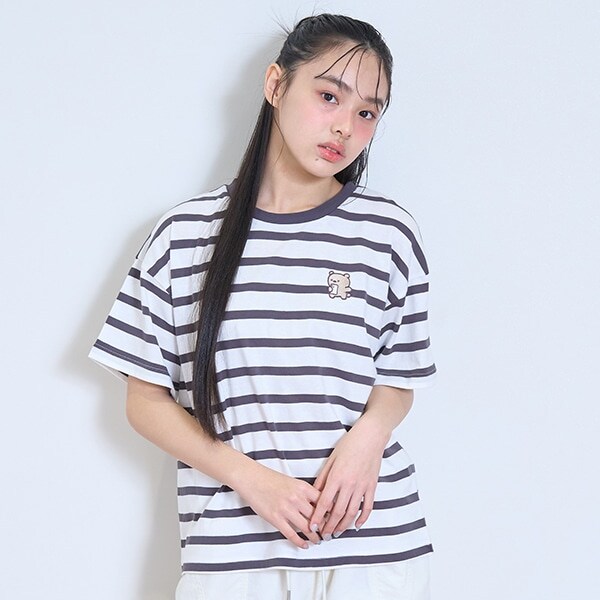 【7days】【綿100％】ワンポイントボーダーTシャツ