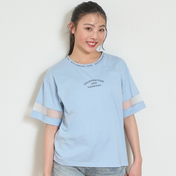 【7days】接触冷感袖シアーTシャツ