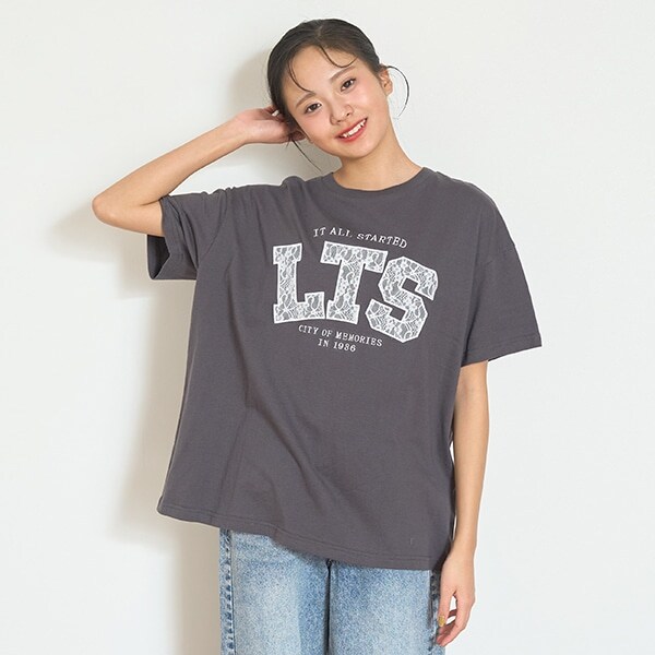 【7days】【接触冷感/ひんやり】レースロゴTシャツ