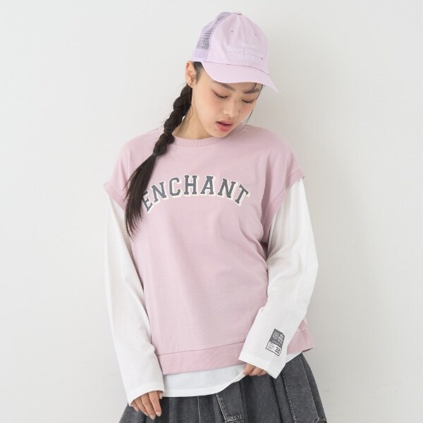 【7days】【吸水速乾／さらさら】ベストレイヤード長袖Tシャツ