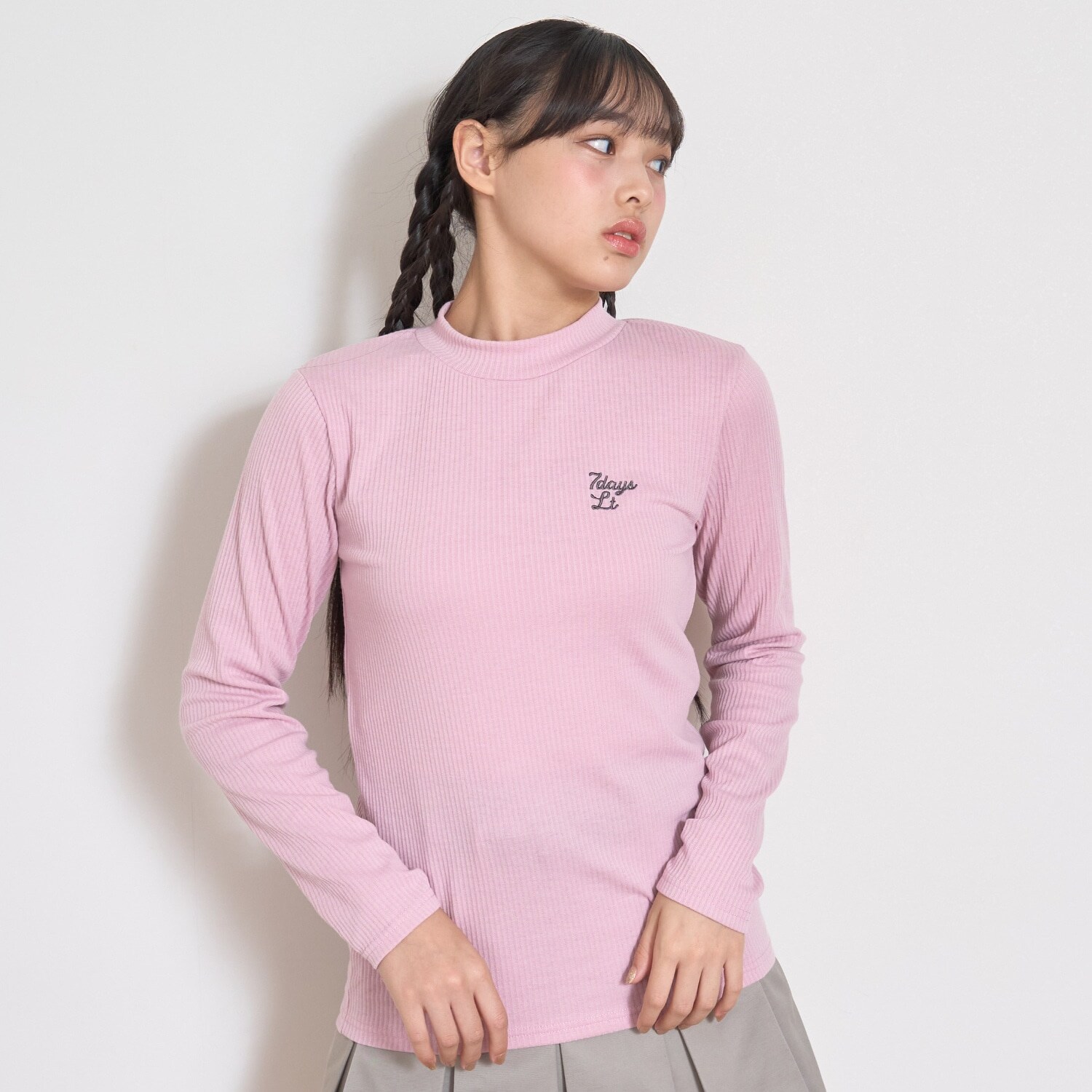 【7ｄａｙｓ】ハイネックテレコTシャツ