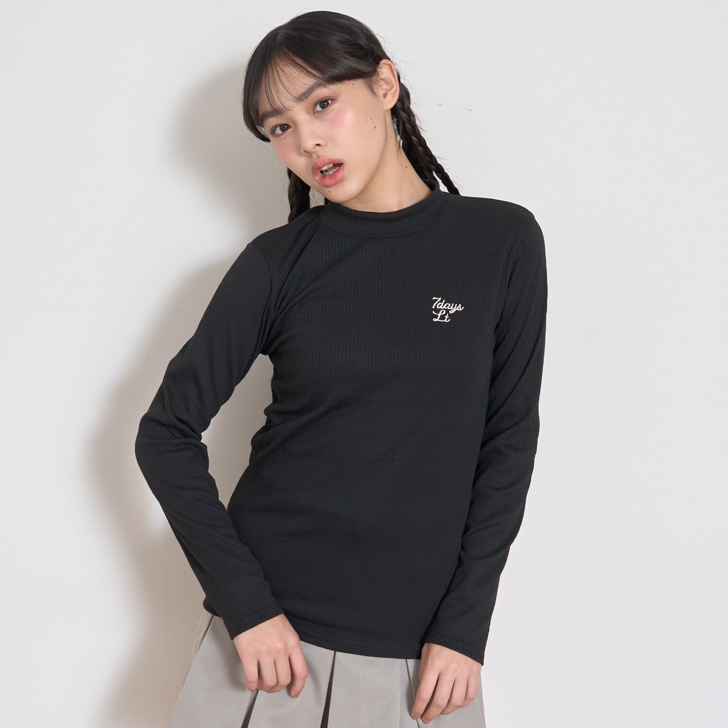 【7ｄａｙｓ】ハイネックテレコTシャツ