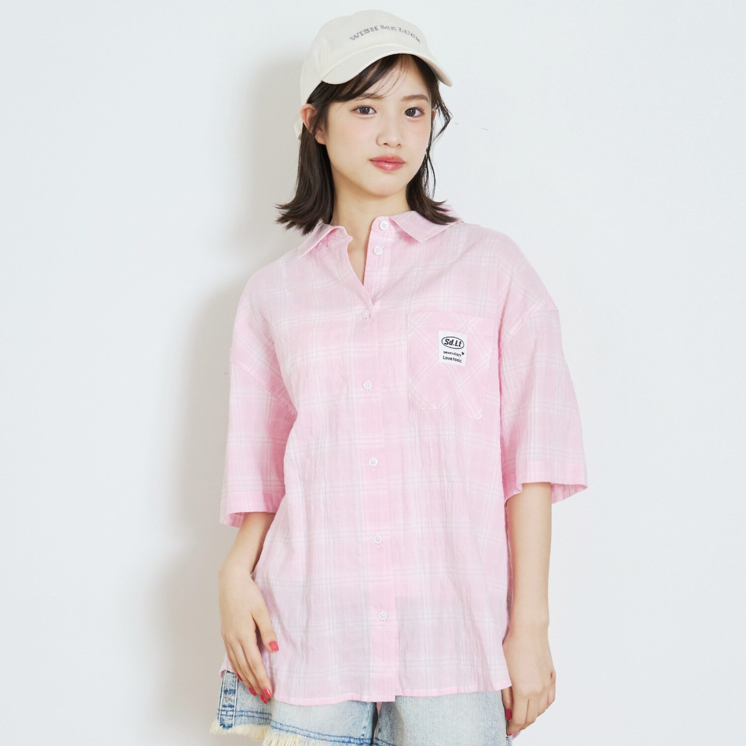 【7days】チェックビック半袖シャツ