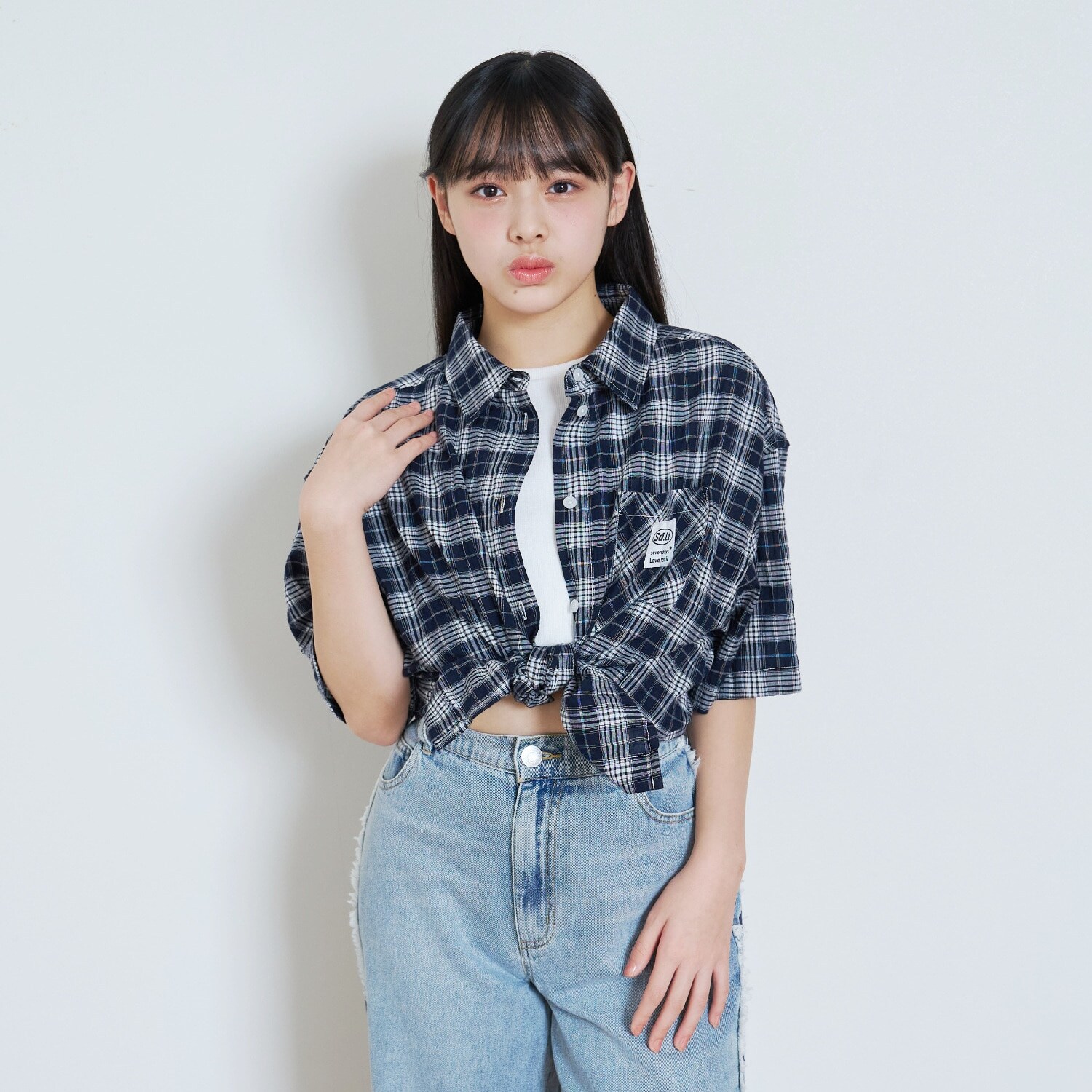 【7days】チェックビック半袖シャツ