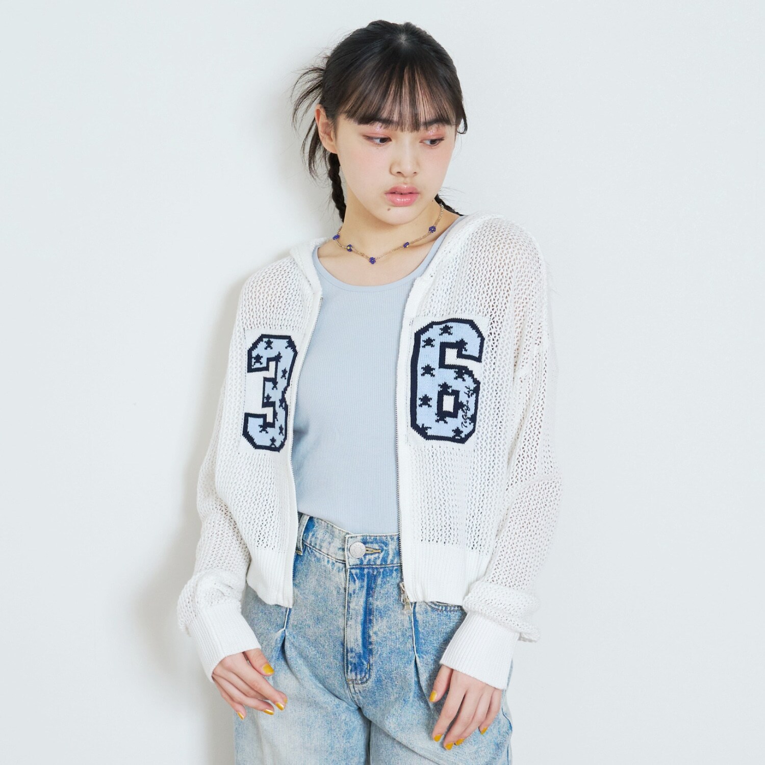 【7days】メッシュニットパーカー