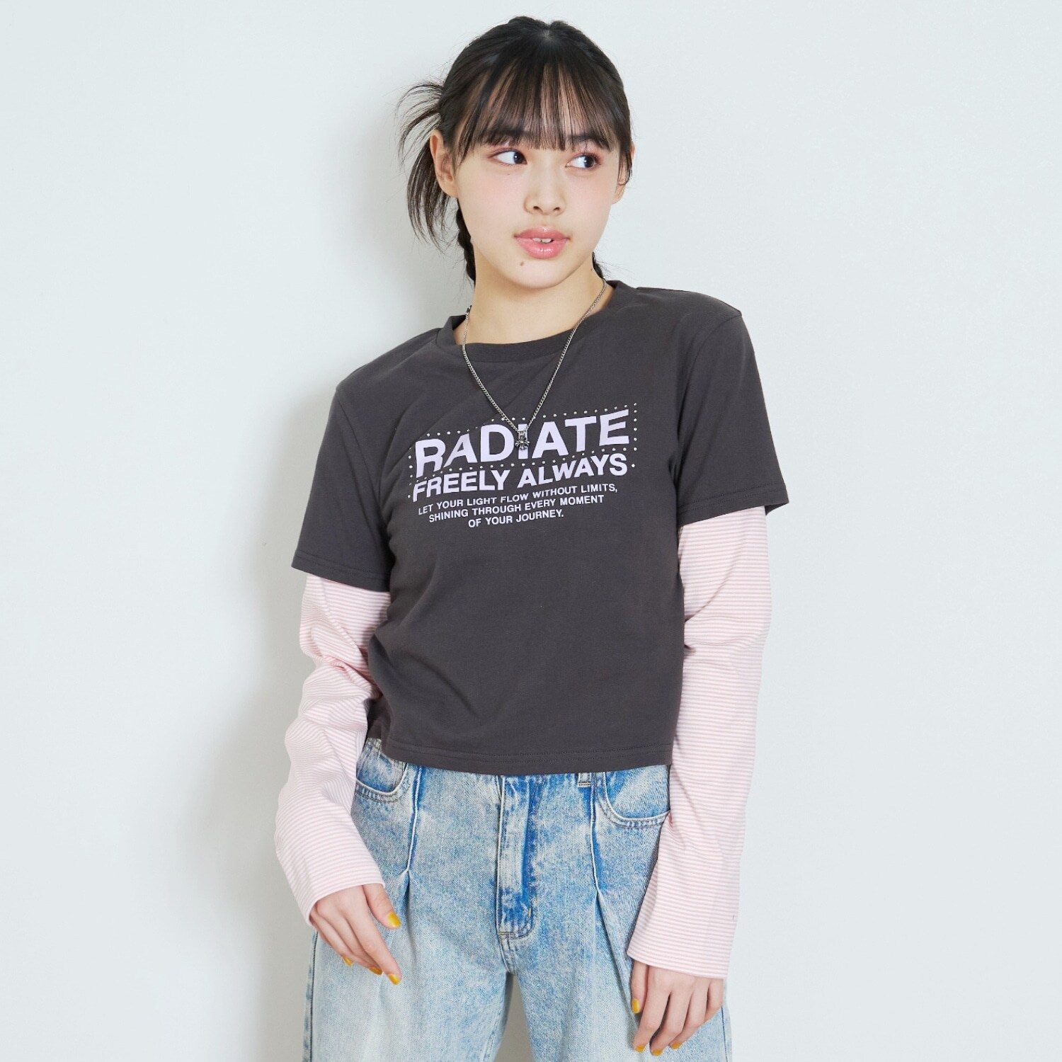 【7days】レイヤード風長袖Tシャツ