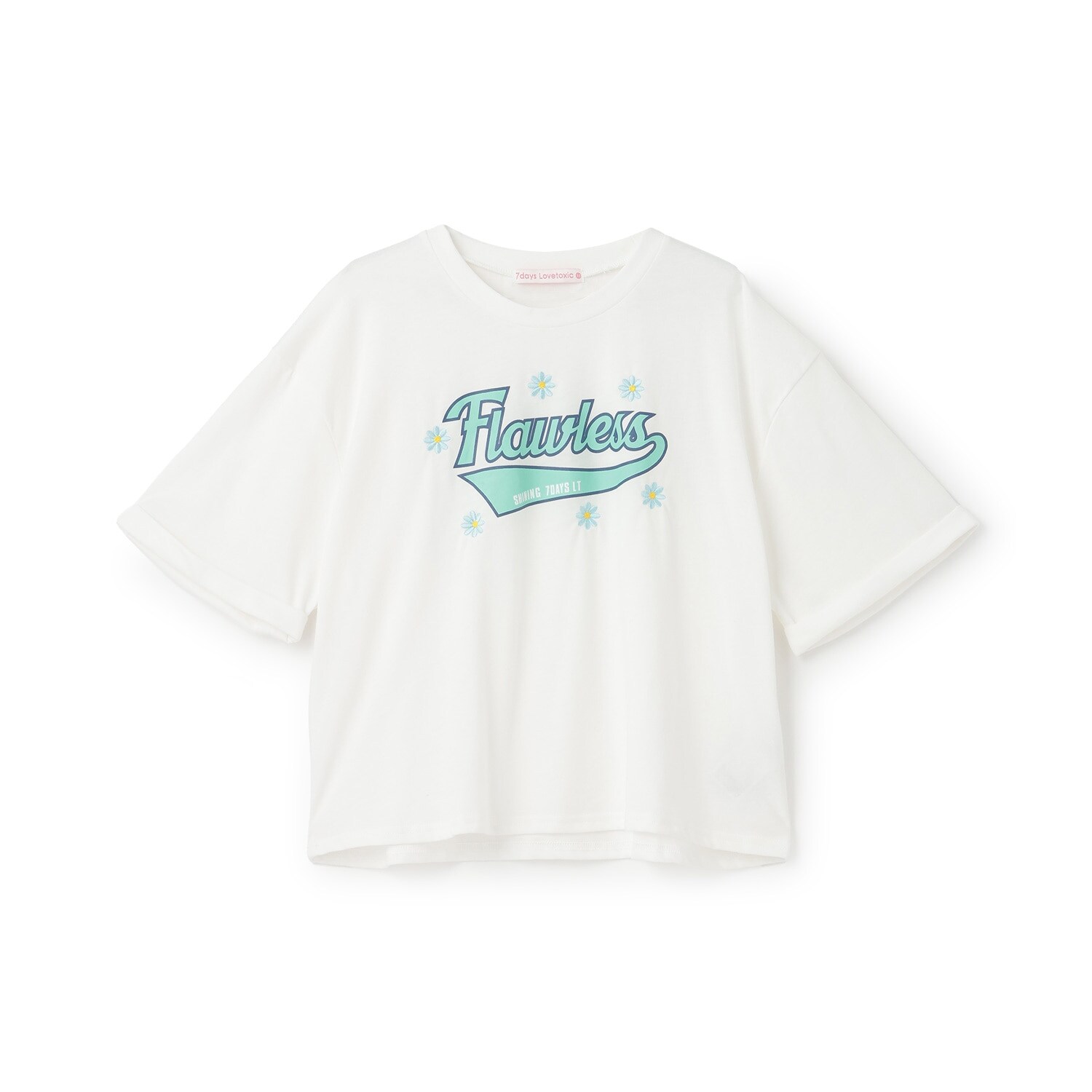 【7days】ロゴ＋お花刺しゅうTシャツ