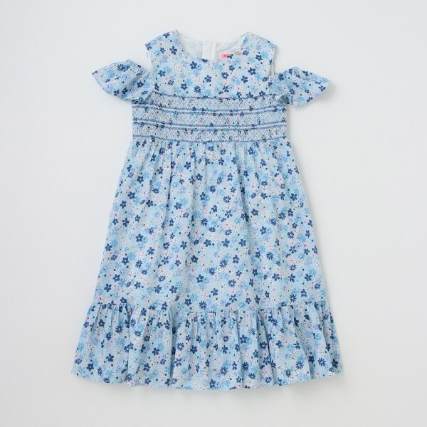 【リピート】【直営店で取り扱い無し】ガールズ フローラルメドレースモールスモッキングワンピース