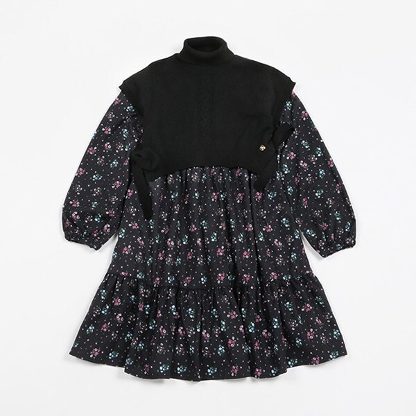 【人気商品再入荷】【直営店で取り扱い無し】ガールズ クラスターフローラルワンピース&ニットベストセット