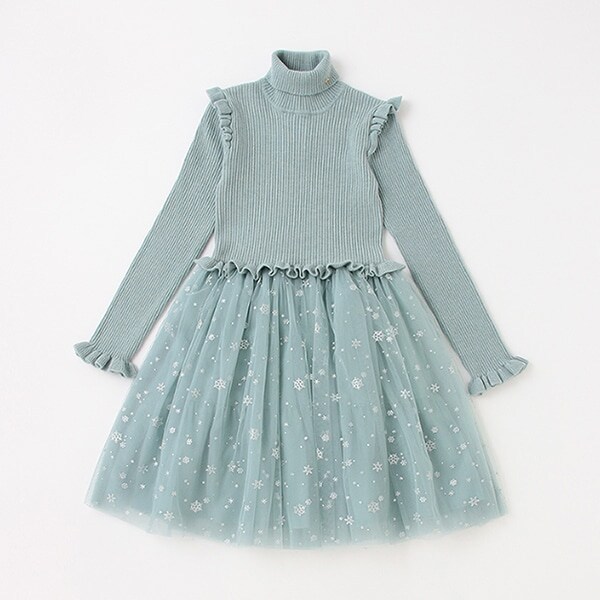 【リピート】【直営店で取り扱い無し】ガールズ スノーニットドッキングワンピース