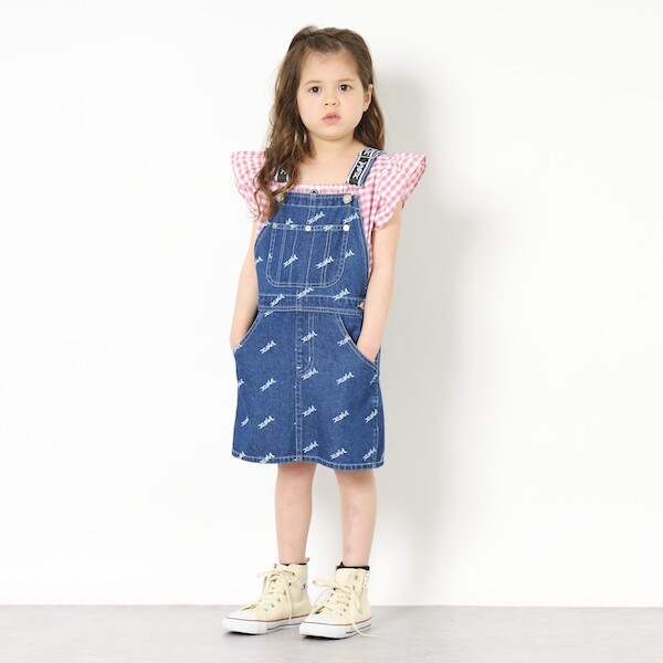 ロゴ総柄サロペットスカート