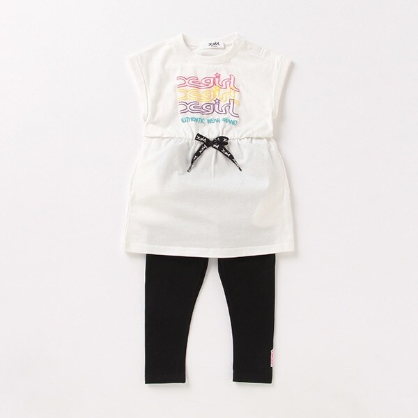 カラフルロゴワンピース×レギンスセット