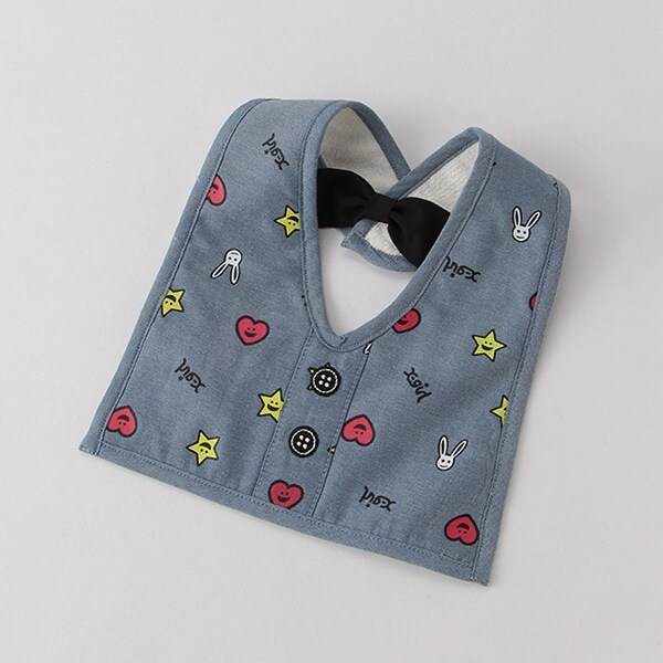 裏ボア リボンつき総柄スクエアスタイ