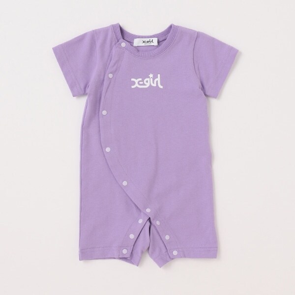 ヒョウ柄ボックスロゴ半袖カバーオール