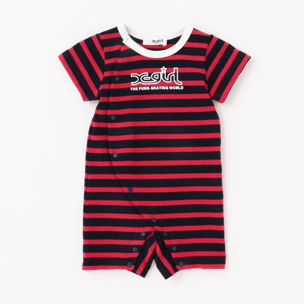 マルチボーダー半袖カバーオール