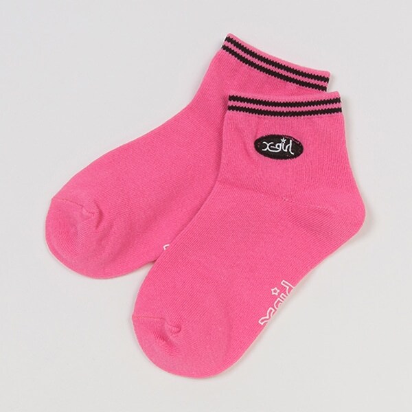 ライン入りオーバルロゴ刺しゅうソックス