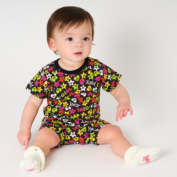 キラッキー総柄ロンパース