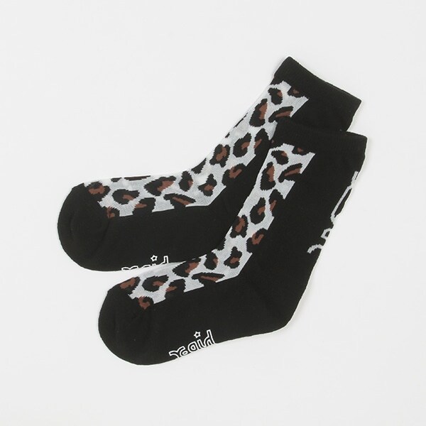 レオパード柄シースルークルーソックス