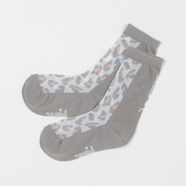 レオパード柄シースルークルーソックス