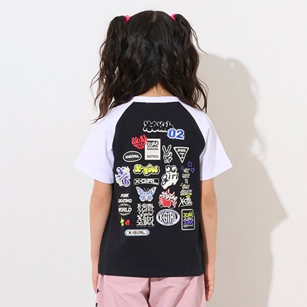 バックマルチロゴラグラン半袖Tシャツ