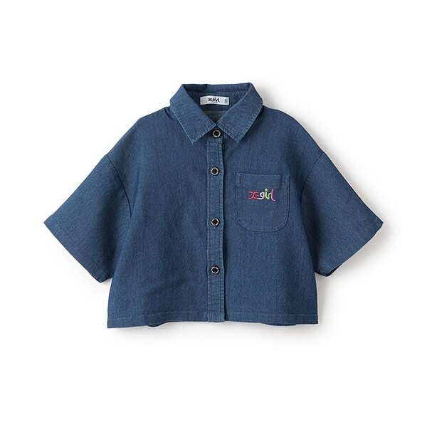 デニムショート丈半袖シャツ