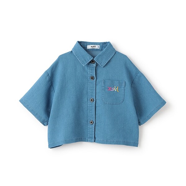 デニムショート丈半袖シャツ