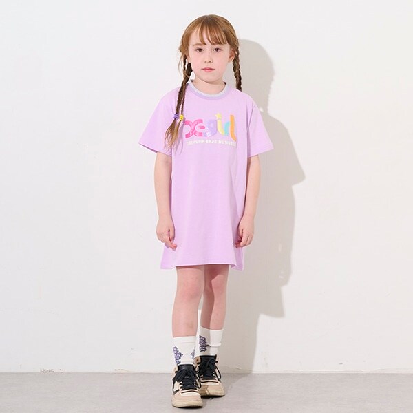 ラメ発泡ロゴTワンピース