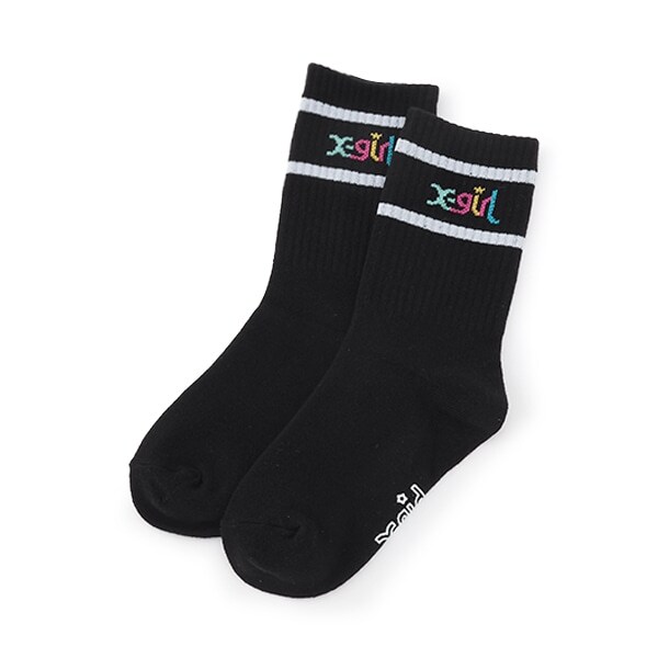 ラインカラフルロゴクルーソックス