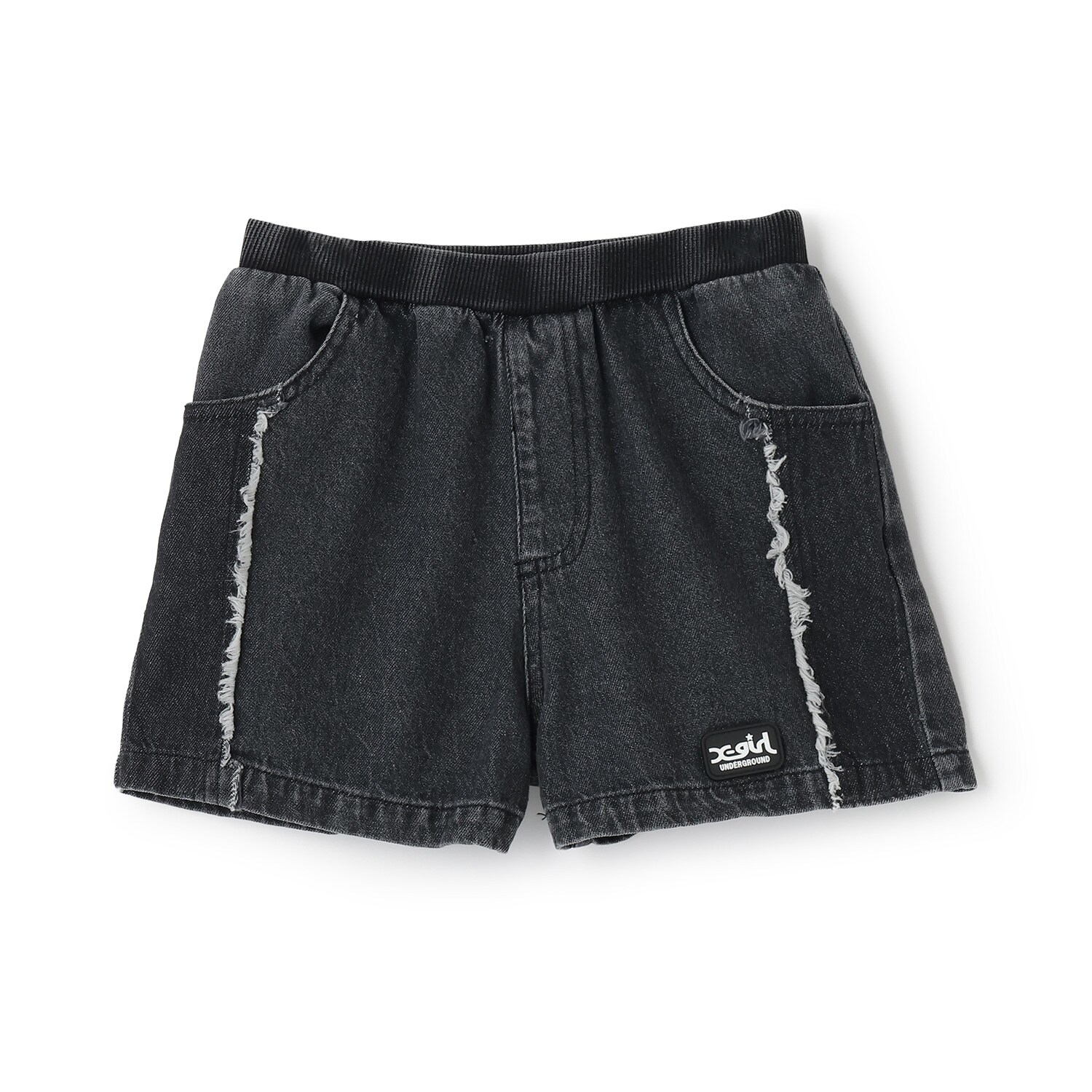 【TBSドラマ フェイクマミー 着用アイテム】サイドラインバックロゴデニムショートパンツ