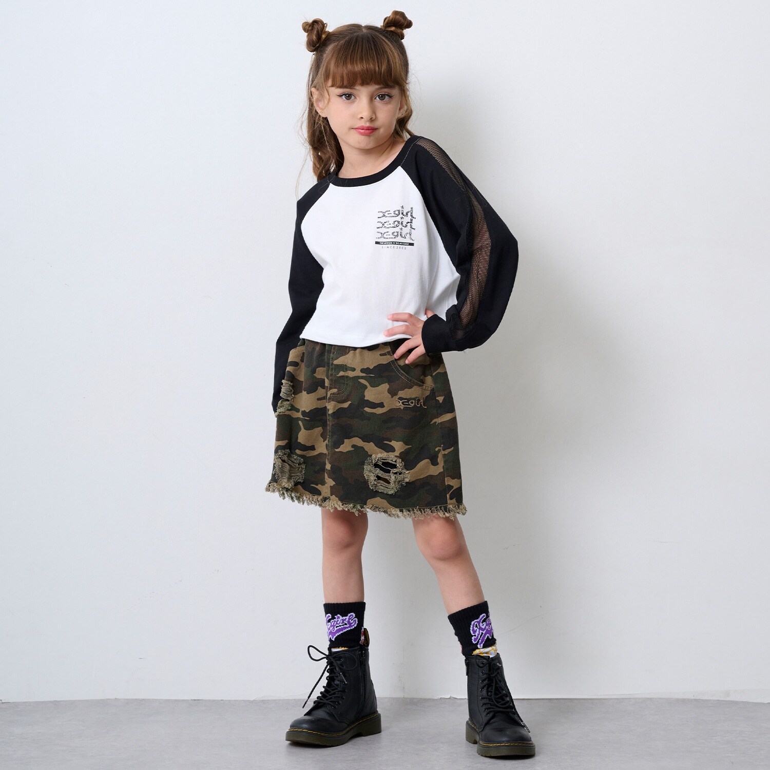 クラッシュ加工カットオフスカート