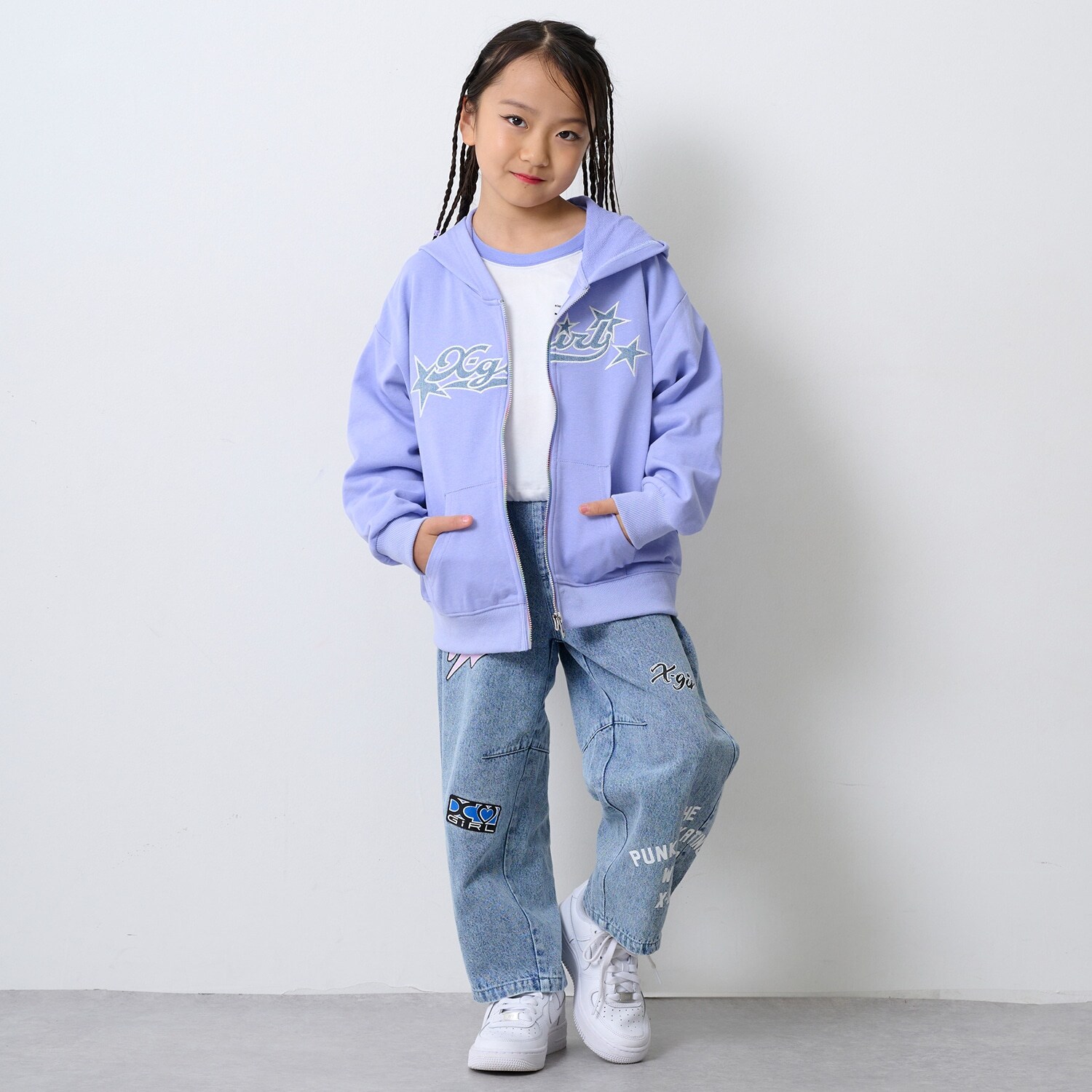 【TBSドラマ フェイクマミー 着用アイテム】MIXロゴデニムカーブパンツ