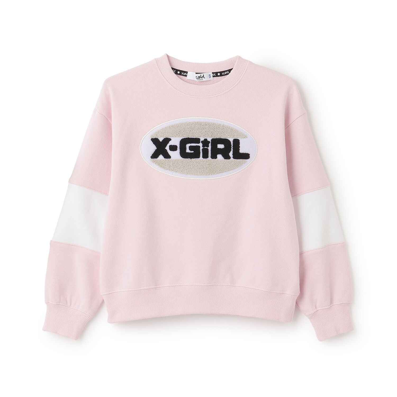 【TBSドラマ フェイクマミー 着用アイテム】サガラ刺しゅうオーバルロゴ配色トレーナー