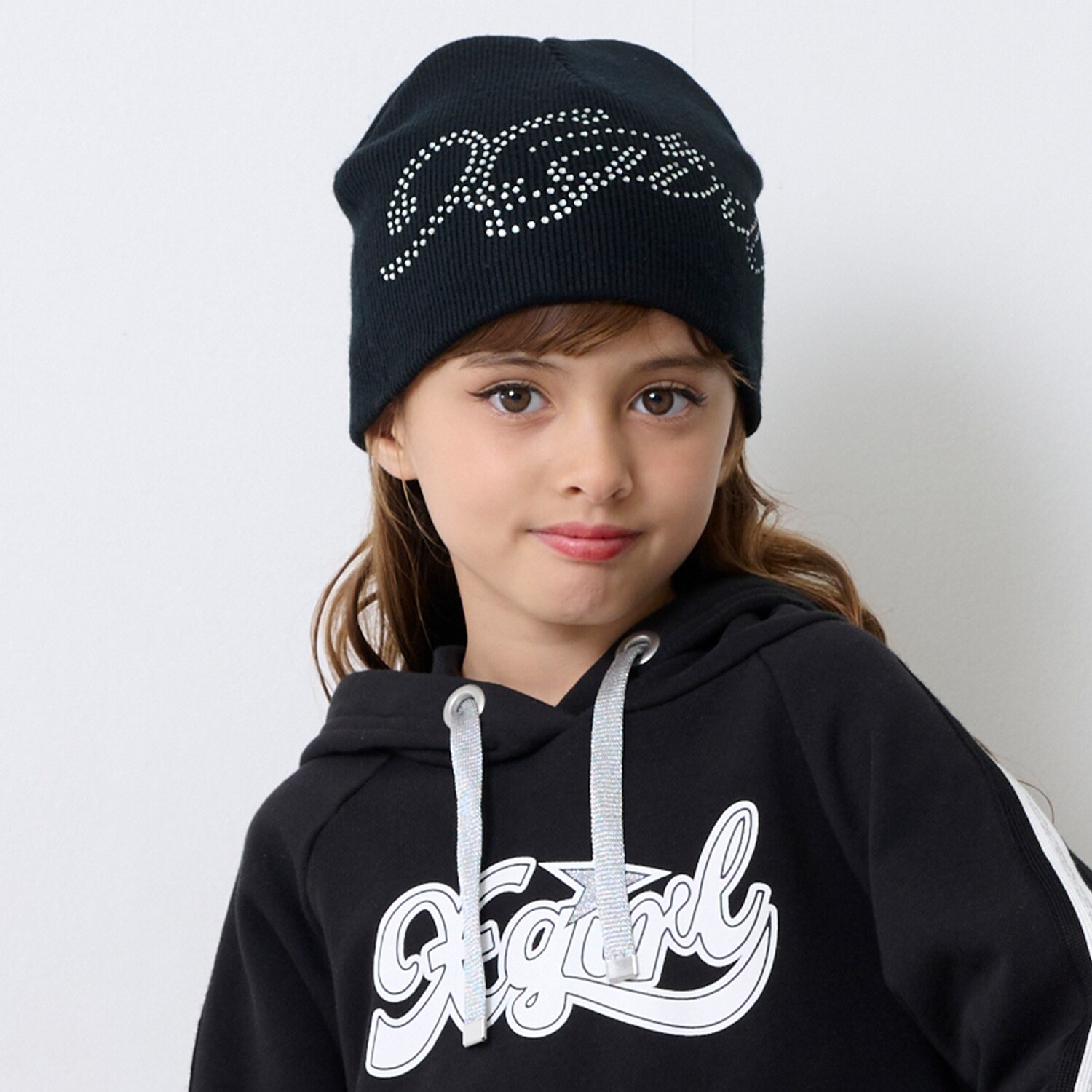 ラインストーンロゴニットビーニー