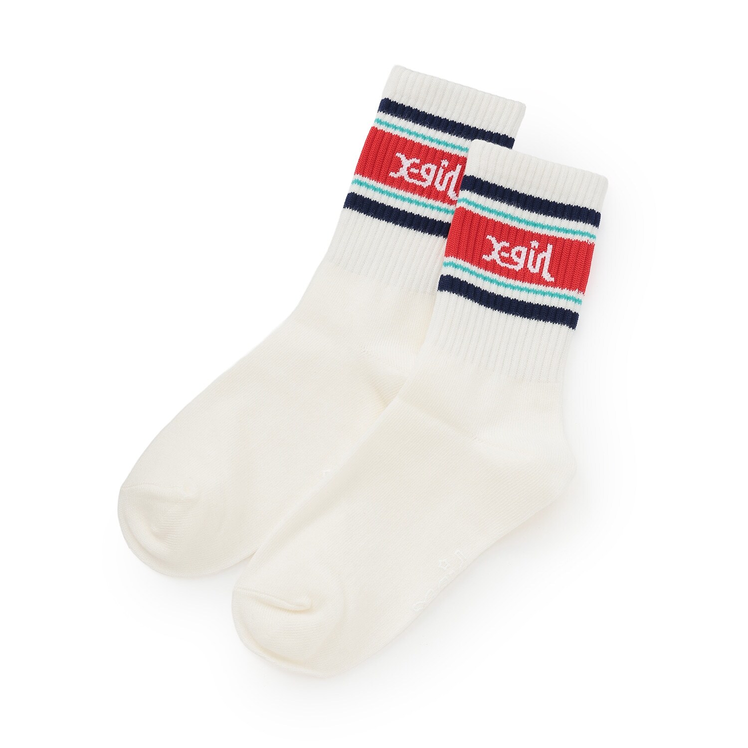 ラインロゴリブクルーソックス