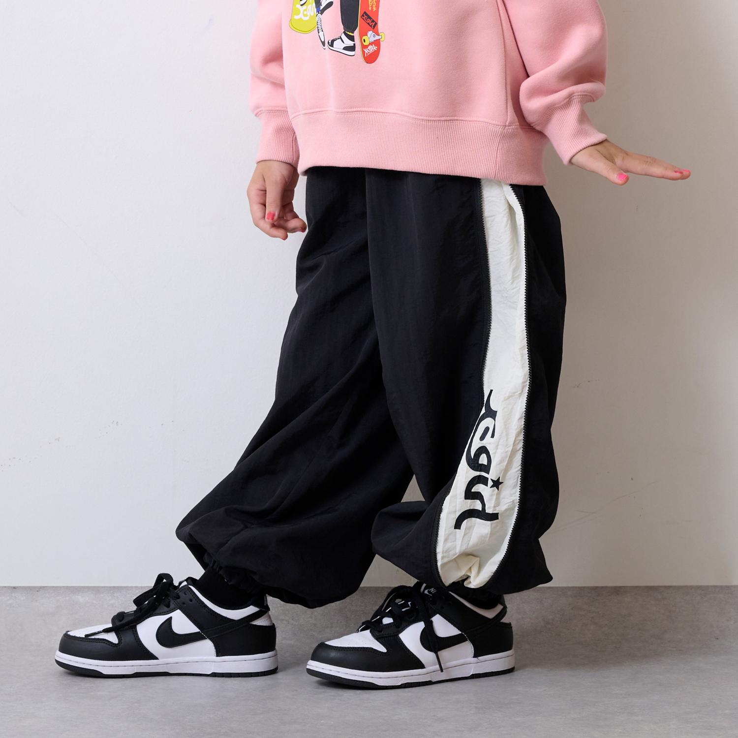 サイドジップ開き配色パンツ