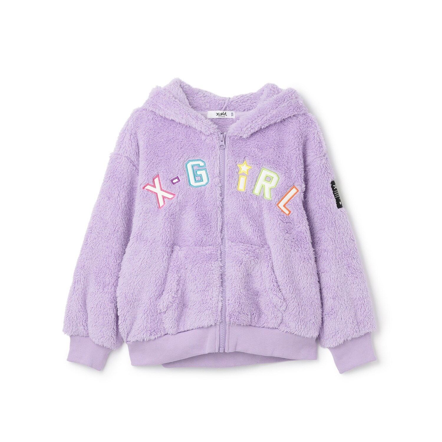 【TBSドラマ フェイクマミー 着用アイテム】ロゴアップリケ刺しゅうフラッフィージップパーカー