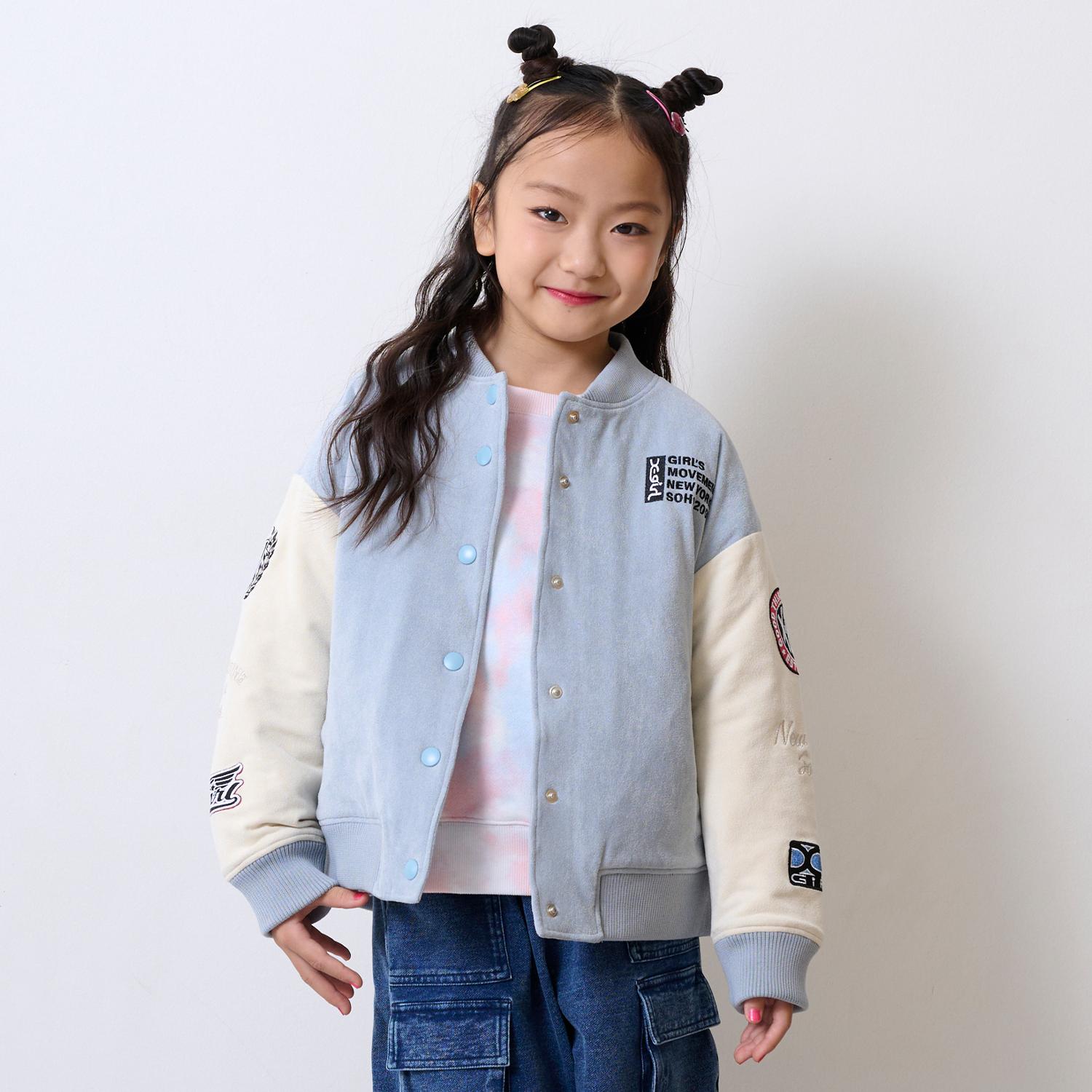 袖ワッペン配色中わたブルゾン