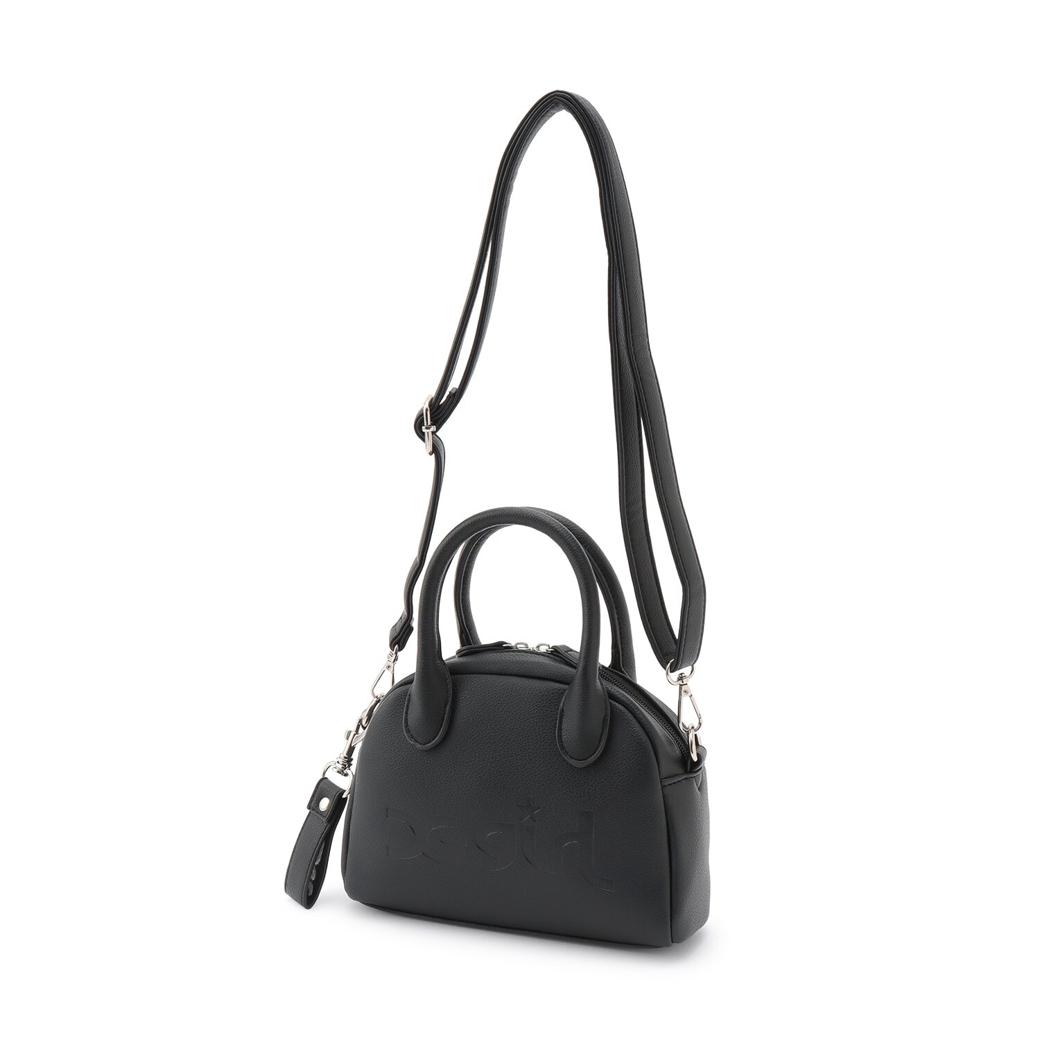 ロゴ型押し合皮ショルダーバッグ