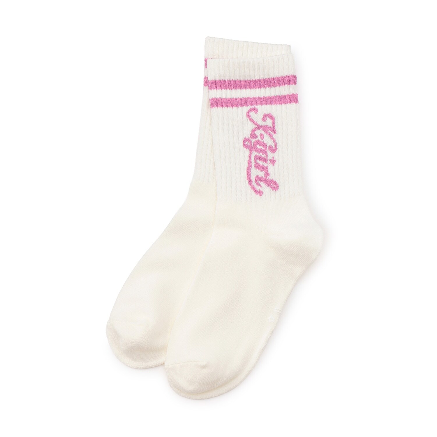 ラメラインロゴリブクルーソックス