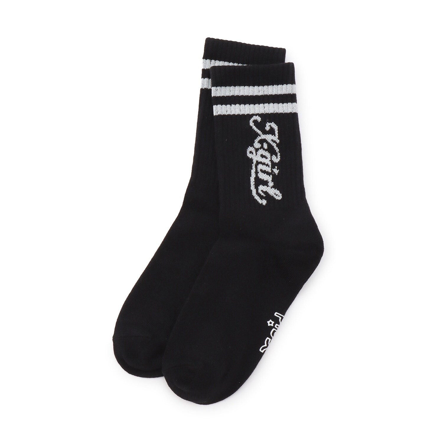 ラメラインロゴリブクルーソックス