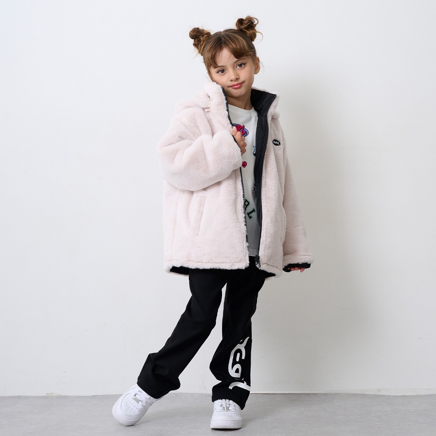 リバーシブルボアフードブルゾン