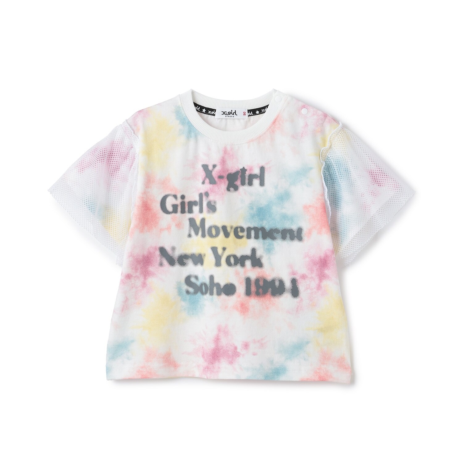 ロゴプリント 袖メッシュ半袖Tシャツ